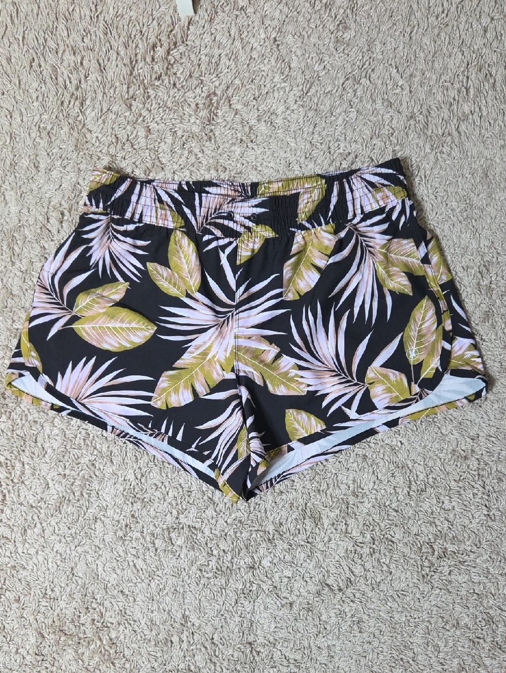 Hurley Tropical Leaf Athletic Shorts - Black, Pink, Olive